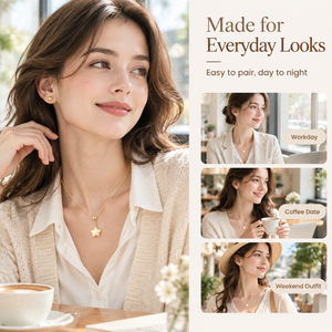 Ensemble collier et boucles d'oreilles tendance pour femme en acier inoxydable, chaîne fine, pendentif étoile festonnée polie, boucles d'oreilles à clous en forme de boule - Product Image 5