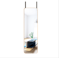 Miroir sur pied pleine longueur, cadre doré champagne à coins arrondis, avec sangle réglable, moderne, pour accrocher à la porte, vente en gros