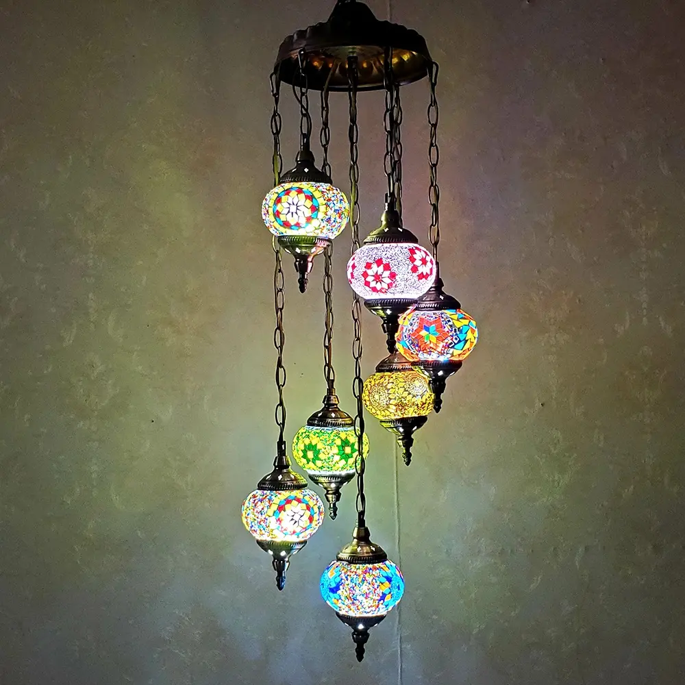 Luxury turkish chandelier lamp Antique large handmade art glass pendant lights