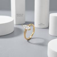 Bague de fiançailles de luxe française en argent sterling S925 plaqué or jaune 18 carats avec moissanite taille marquise certifiée GRA 2,0 carats VVS D