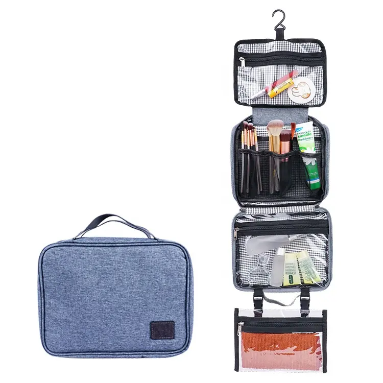 ISO BSCI factory custom eco-friendly recycled travel accessories functional waterproof hanging women men travel toiletry bag