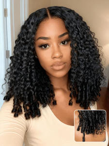 Perruque bouclée birmane en U/<span class=keywords><strong>V</strong></span> sans colle, sans lacet, facile à porter, en cheveux humains, aspect naturel, pour femme, usage quotidien - Product Image 2