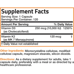 Vitaminas Orgánicas D3 + K2 OEM y ODM Hechas con Ingredientes de Origen Vegetal, 120 Cápsulas, Favorece la Salud Inmunológica, del Corazón y General de la Persona, Sin OMG - Product Image 5