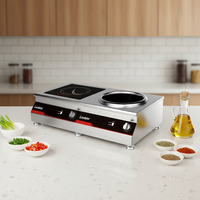 Cuisinière à induction en céramique à double brûleur Lestov avec boîtier en acier inoxydable 5000W pour les restaurants en buffet