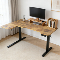 Bureau d'angle en L réglable en hauteur, table de travail assis-debout électrique avec crochet pour casque – Offre Spéciale