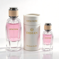 Flacon de parfum de marque haut de gamme à facettes, flacons vaporisateurs à fine brume, flacon de parfum en verre transparent comme du cristal, 30 ml, 50 ml avec bouchon rose