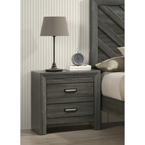 Contemporary Nightstand <b>End</b> <b>Table</b> With Two Drawers Rustic Gray Finish Bedroom Wooden Furniture - Product Image 3