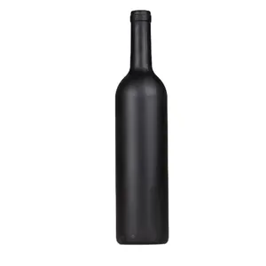 Matte Black and Frosted Glass Bottle Manufacturer Custom Empty Glass Red Wine Bottles 750 Ml