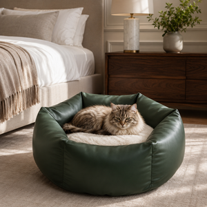 Coussin rond pour chien et <span class=keywords><strong>chat</strong></span> 1300g, style vison argenté, en peluche, surélevé, avec rebord doux, type donut - Product Image 5