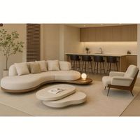 Ensemble de canapés et fauteuils de salon modernes en bois de chêne massif de luxe italien, avec ottoman en cuir, meubles de salle à manger et de salon pour hôtel et villa