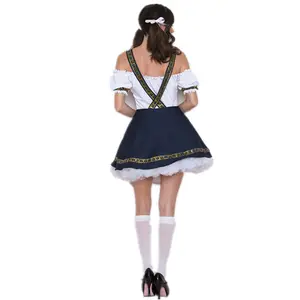 Carnival Germany Oktoberfest Vintage Floral Maid Suspender Skirt Bavarian Traditional Beer Festival Waitress Costume