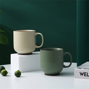Tazas de cerámica de estilo nórdico para el hogar, tazas de café, té y café a rayas mate personalizadas para el hogar y restaurante, venta al por mayor - Product Image 2