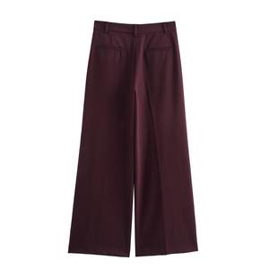 กางเกงขายาวผู้หญิง PB&ZA รุ่นใหม่ประจำฤดูใบไม้ร่วงปี 2024 แฟชั่นทรงหลวมพับสองชั้น เอวสูงแบบวินเทจ ติดซิป ปลายขาแบบรัดข้อเท้า - Product Image 2