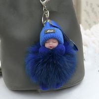Poupée de luxe personnalisée en vraie fourrure de renard, porte-clés en peluche douce, ornement de sac pour clés de voiture, accessoires, cadeau de vacances
