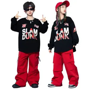 Wholesale Trend Performance Wear Boys' Cotton Hip-Hop Hoodie and Girls' Jazz Dance Overalls Teenagers' Clothing Set