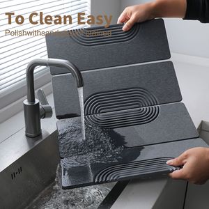 Tapis de séchage pour vaisselle en terre de diatomée pour comptoir de cuisine, super absorbant, pliable, pour sécher rapidement la vaisselle, les bouteilles et les tasses - Product Image 1