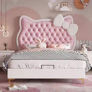 <span class=keywords><strong>Cama</strong></span> Doble King Size para Niños con Diseño de Animal de Dibujos Animados, Diseño de <span class=keywords><strong>Hello</strong></span> <span class=keywords><strong>Kitty</strong></span>, <span class=keywords><strong>Cama</strong></span> con Forma de Gato - Product Image 1