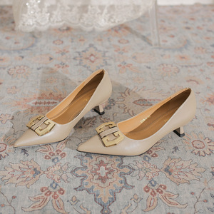 Zapatos de Tacón Alto para Mujer, con Punta Cuadrada, de Charol, con Hebilla Dorada, Tacón Cuadrado, Sin Cordones, Transpirables, para Oficina, Verano/Invierno - Product Image 2