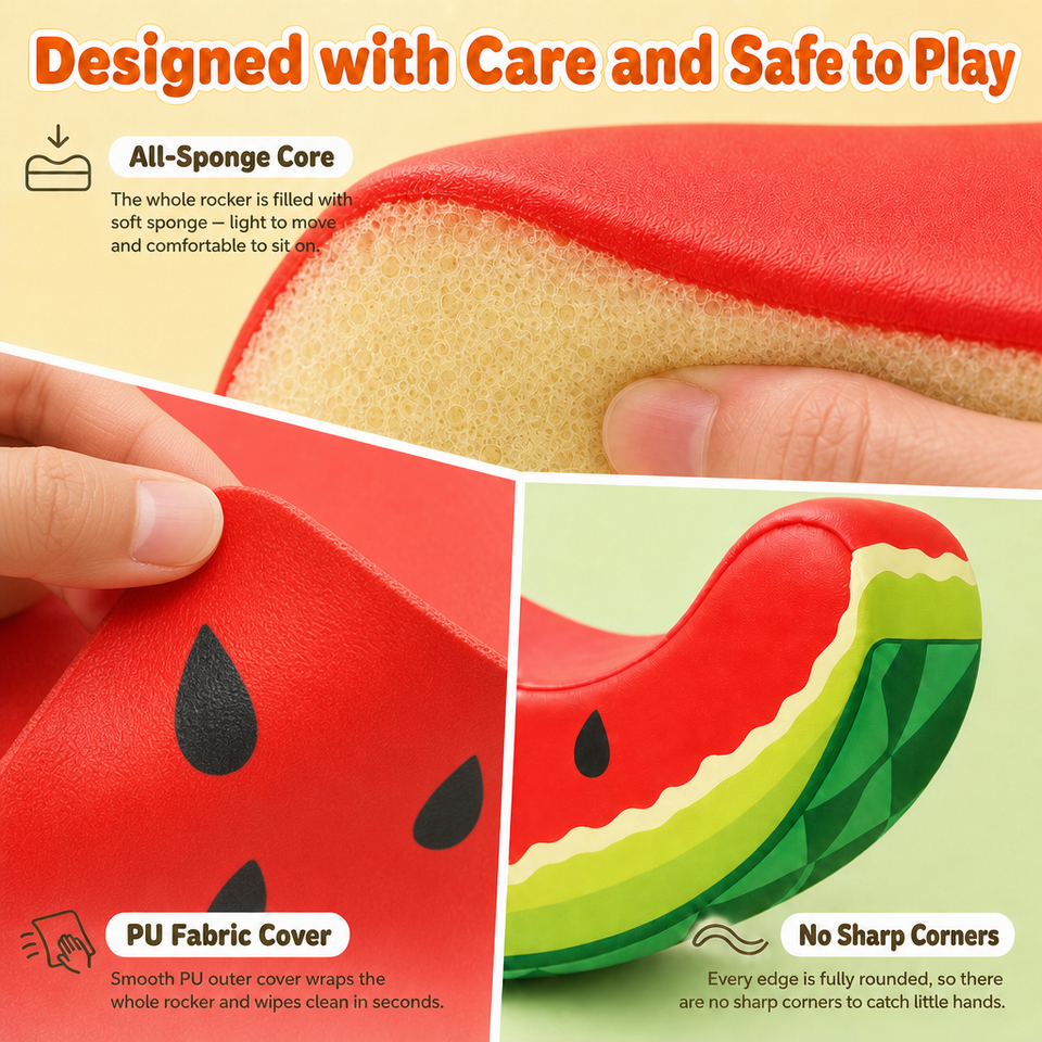 Rocking Boar Watermelon Shaped PU Foam Rocking Toy Soft Play Balance Board for Kids ...