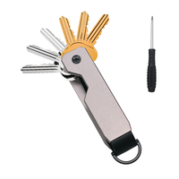 Porte-clés avec logo personnalisé Smart pour organisateur de clés Slim Metal Aluminium Porte-clés avec poche Pliable Vis pour un usage quotidien Élégant