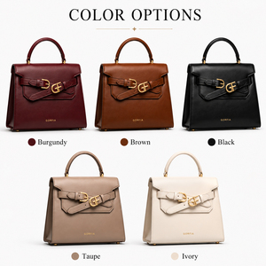 Women Structured Top Handle Bag PU Leather Flap Handbag Elegant Shoulder Crossbody Purse With Belt Buckle Detail Daily Work Bag - Product Image 6