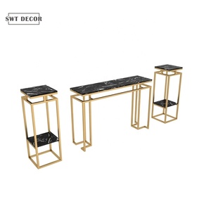 SWT Hình Chữ Nhật Kim Loại Sang Trọng Hiện Đại Kim Loại Đá Cẩm Thạch Phòng Ngủ Console Bảng Bên - Product Image 1