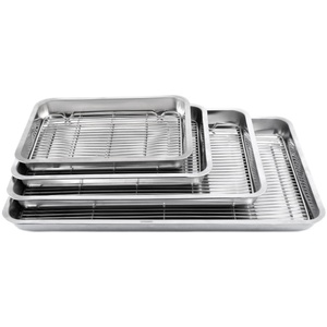 Grille de refroidissement en acier inoxydable 60x40 cm, carrée, résistante au four et au lave-vaisselle, durable, pour gâteaux, pains et grillades - Product Image 3
