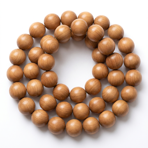 Riddhi Siddhi Sandalwood Meditation Mala Beads (Mysore Sandalwood Round Natural Dark Golden Brown) Buddhist <b>Rosary</b> - Product Image 1