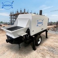 Pompe à béton portative à haute efficacité, alimentée au diesel, montée sur remorque, petite pompe de transport de béton pour travaux de construction
