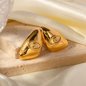 Pendientes de Moda Chapados en Oro con Zirconia para Mujer, Diseño de Ojo, Pendientes Llamativos - Product Image 2