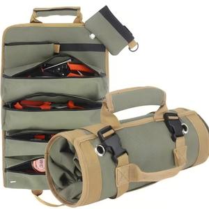 Heavy Duty <b>Roll</b> up <b>Tool</b> Bag Portable Carpenter <b>Tool</b> Organizer Compact & Versatile Polyester Material OEM/ODM Customizable - Product Image 4