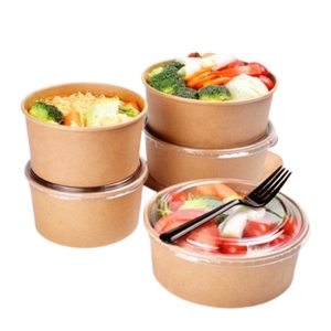 Bol à salade jetable en papier écologique rond avec couvercle, 500ml, 750ml, 1000ml, 1300ml, 1500ml, <span class=keywords><strong>pour</strong></span> salade, pâtes, collations, logo personnalisé - Product Image 3