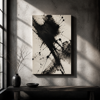 Impression sur toile abstraite noire et blanche avec éclaboussures d'encre, art mural, motif personnalisé, prêt à accrocher, décoration pour salon et hôtel