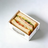 Boîte d'emballage pour sandwich biodégradable personnalisée, boîte en papier pour rouleaux de maïs, boîte à hamburger, boîte à emporter, manchon