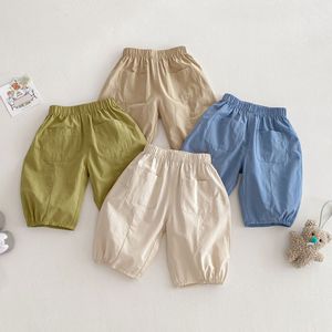 <span class=keywords><strong>Pantalon</strong></span> d'été en coton uni pour garçons, coupe décontractée, jambe large, pour enfants, vente en gros - Product Image 2
