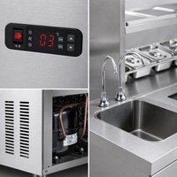 Mueble Refrigerado para Barra de Restaurante con Fregadero, Doble Temperatura, Totalmente en Acero Inoxidable, 2~8°C, Equipo de Cocina Comercial