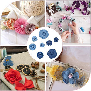 Fleurs en tissu denim en gros pour accessoires de cheveux de bébés filles, fleurs en mousseline, bandeaux de boutique, pinces à cheveux - Product Image 3