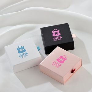 Custom Logo Sliding Drawer Ring Jewelry Packaging <b>Box</b> Pink Cardboard <b>Gift</b> <b>Box</b> with <b>White</b> Foam Insert Premium Jewelry <b>Box</b> - Product Image 3