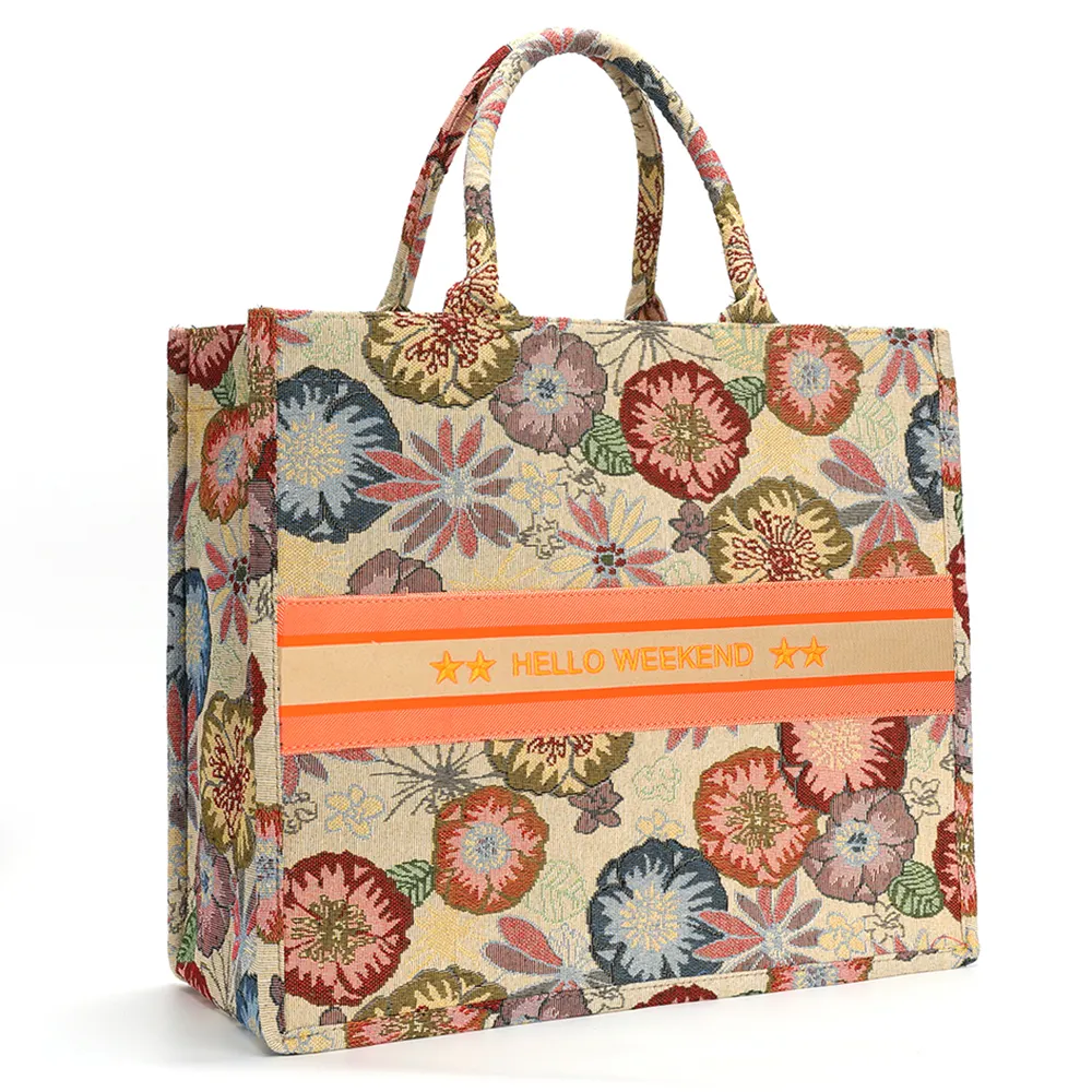 2022 New High Quality Embroidered Luxury Custom Women Handbags Luxury Brand Ladies Book Tote Hand Bags