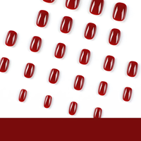 2023 presse de gel écologique de luxe sur les ongles conception ovale rouge vin 24 pièces prêt à expédier matériau ABS échantillon gratuit inclus