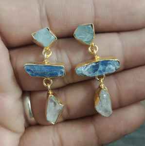 Pendientes de latón chapado en oro de alta calidad, pendientes de piedras preciosas de ónix negro de Calcedonia de latón de 18K, joyería personalizada de latón - Product Image 5