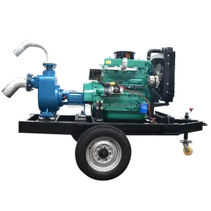 Grandes pompes à eau diesel Pompe à eau diesel mobile d'irrigation agricole avec remorque Moteur diesel Pompe centrifuge OEM 8 pouces