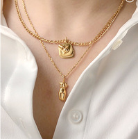Nouveau collier pendentif en laiton plaqué or 18 carats, rempli de matériau solide, chaîne à maillons unisexe pour femmes et hommes, bijoux de fête