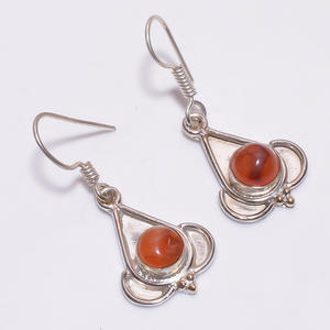 Bijoux de boucle d'oreille de forme ronde de pierre précieuse de forme d'émeraude naturelle, exportateur de bijoux de boucle d'oreille de pierre précieuse d'argent sterling 925, bijoux fins - Product Image 3