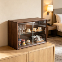 Vitrina de Madera Maciza de Boj con Puertas de Cristal y Estantes de Almacenamiento, Proveedor Mayorista