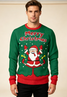 Pull en acrylique anti-boulochage pour femme avec logo frontal, style décontracté, pour couple, tricoté, automne-hiver, motif Père Noël