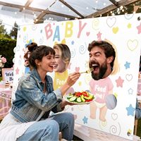 Lot de 2 bannières amusantes pour jeu de douche de bébé 'Feed Me' avec bandeau cache-yeux, accessoires de photomaton pour fête de révélation du sexe du nouveau-né et fournitures de fête