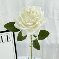 Tige de rose en soie de 10 cm, fleur de rose artificielle en vrac, rouge et blanche, branche de fleur de rose artificielle pour la décoration de mariage et d'hôtel