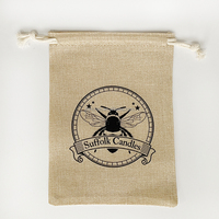 Pochettes de luxe personnalisées en jute et lin 13x18cm avec logo, sacs cadeaux en toile de jute à cordon pour accessoires de bar