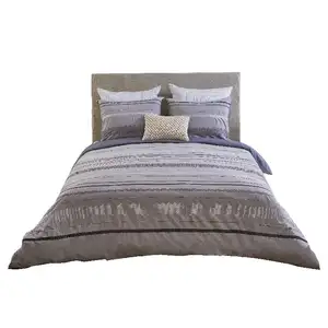 Gray Color 100% Cotton Oxford Chambray Fabric duvet bedding set